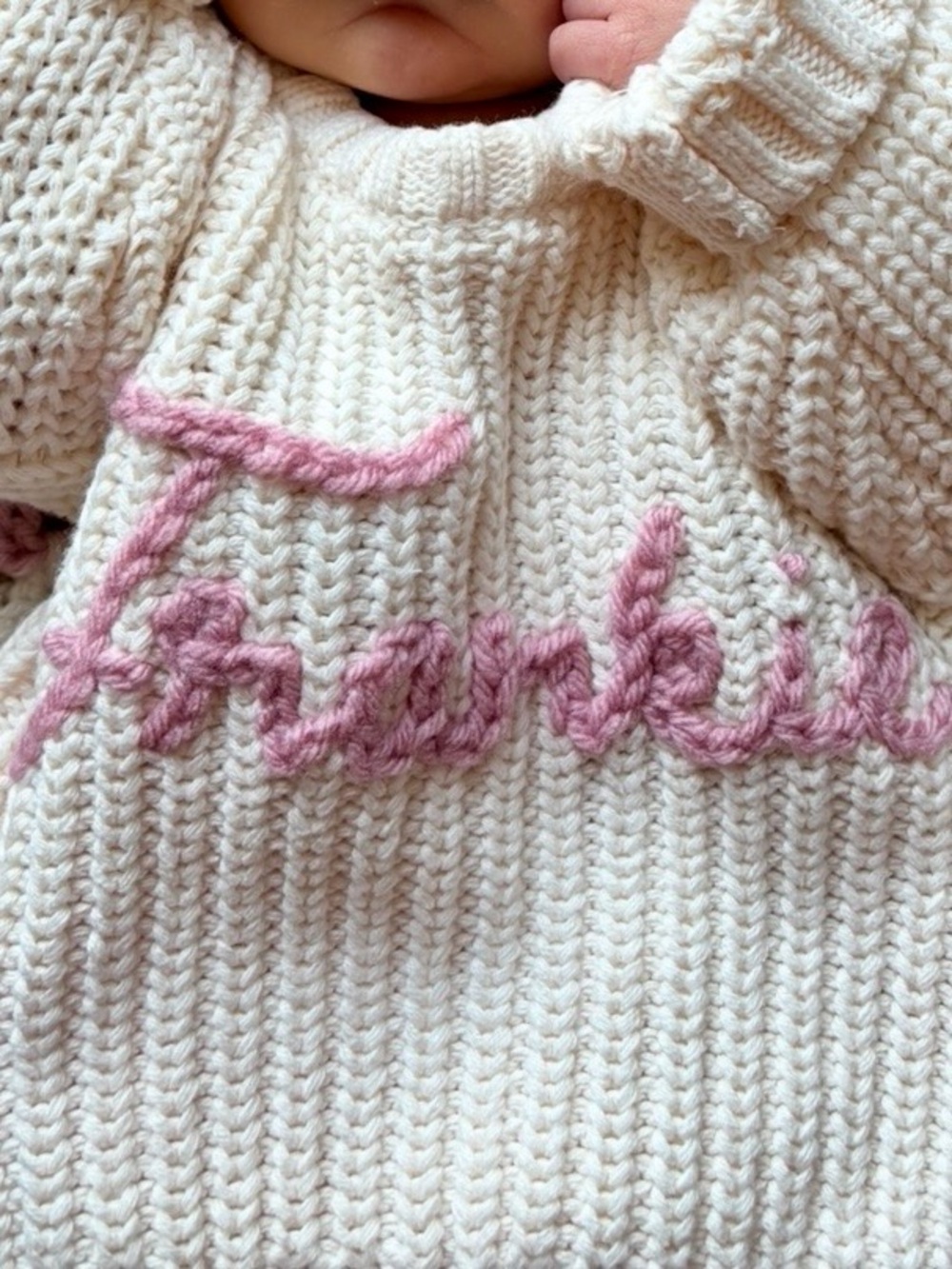 Personalized Baby Name Sweater | Hand Embroidered | First Birthday | 12-18M